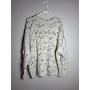 american eagle womens chunky knit oversized sweater size XL beige